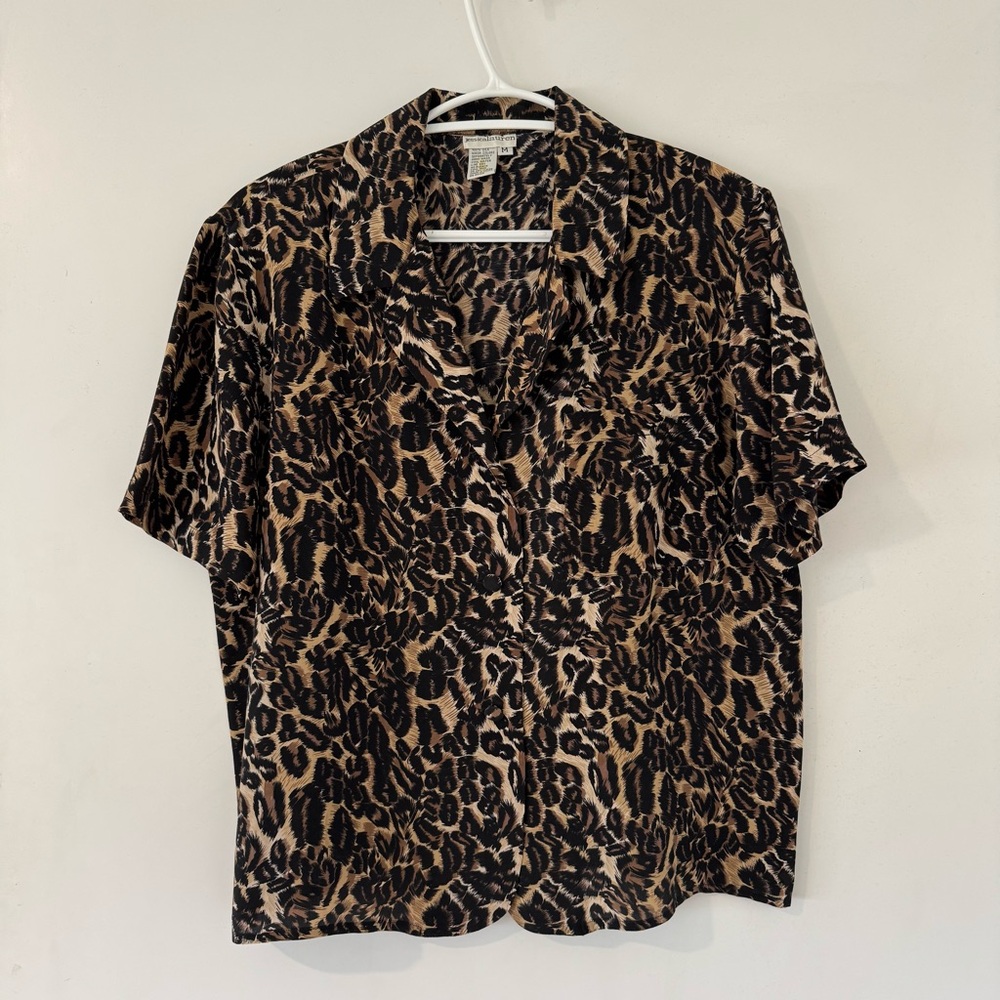 Vintage Leopard Print Silk Shirt